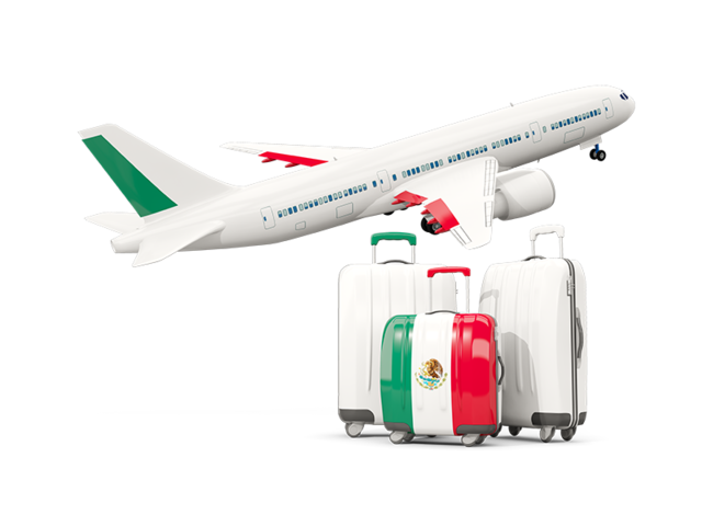 Luggage with airplane. Download flag icon of Mexico at PNG format