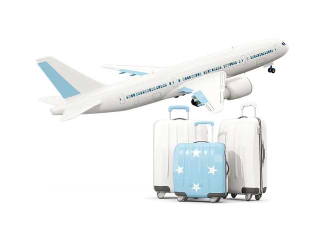 Luggage with airplane. Download flag icon of Micronesia at PNG format