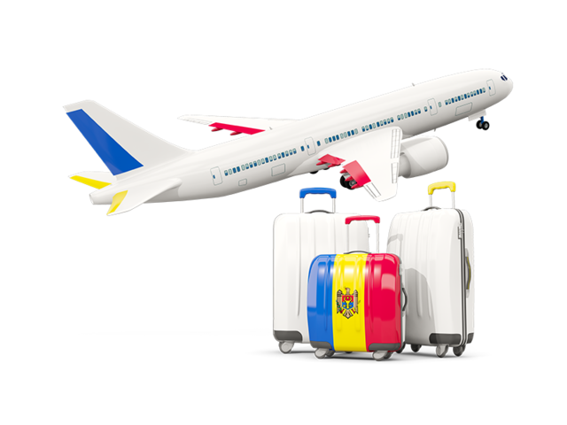 Luggage with airplane. Download flag icon of Moldova at PNG format