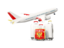 Montenegro. Luggage with airplane. Download icon.