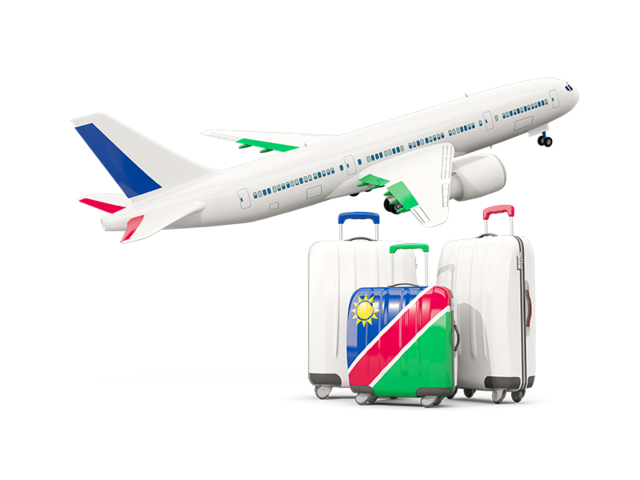 Luggage with airplane. Download flag icon of Namibia at PNG format