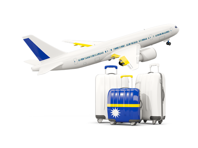 Luggage with airplane. Download flag icon of Nauru at PNG format