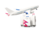 Nepal. Luggage with airplane. Download icon.