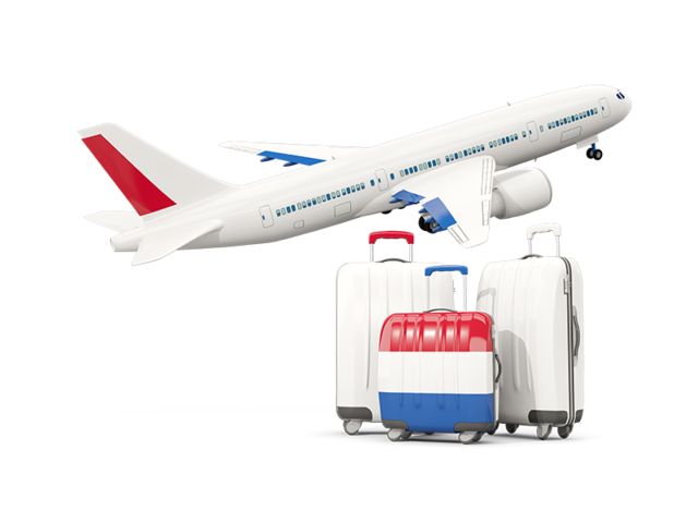 Luggage with airplane. Download flag icon of Netherlands at PNG format