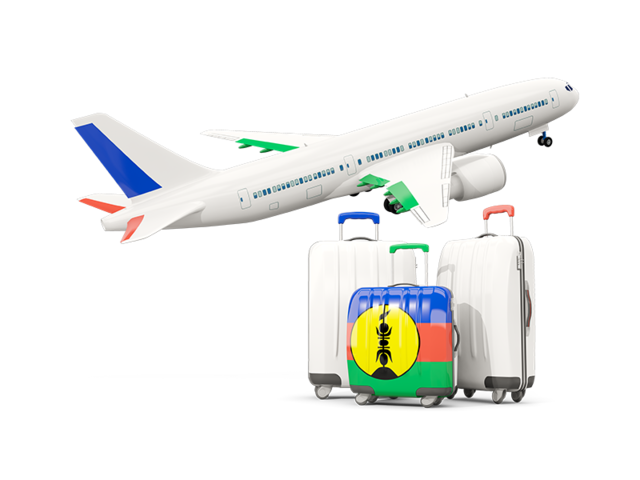 Luggage with airplane. Download flag icon of New Caledonia at PNG format