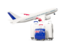 New Zealand. Luggage with airplane. Download icon.