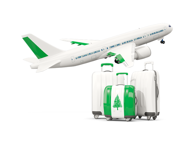 Luggage with airplane. Download flag icon of Norfolk Island at PNG format