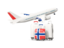 Norway. Luggage with airplane. Download icon.