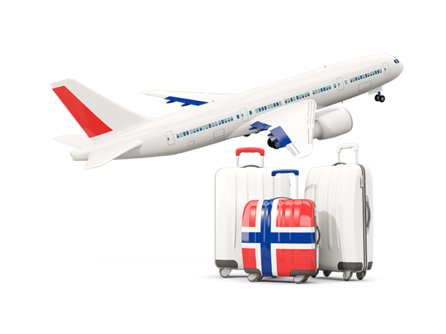 Багаж на фоне самолета. Скачать флаг. Норвегия
