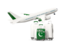 Pakistan. Luggage with airplane. Download icon.