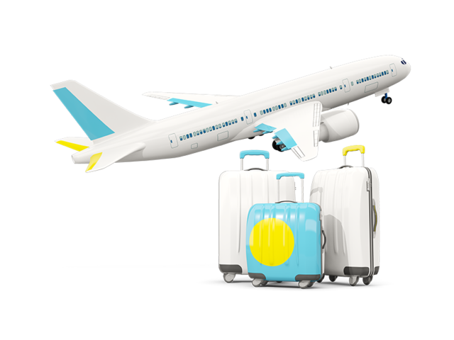 Luggage with airplane. Download flag icon of Palau at PNG format