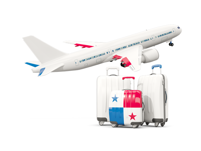 Luggage with airplane. Download flag icon of Panama at PNG format