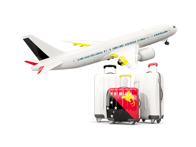Luggage with airplane. Download flag icon of Papua New Guinea at PNG format