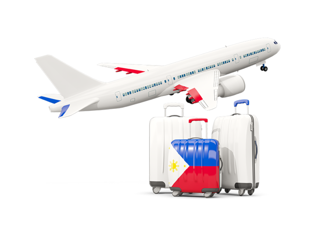 Luggage with airplane. Download flag icon of Philippines at PNG format