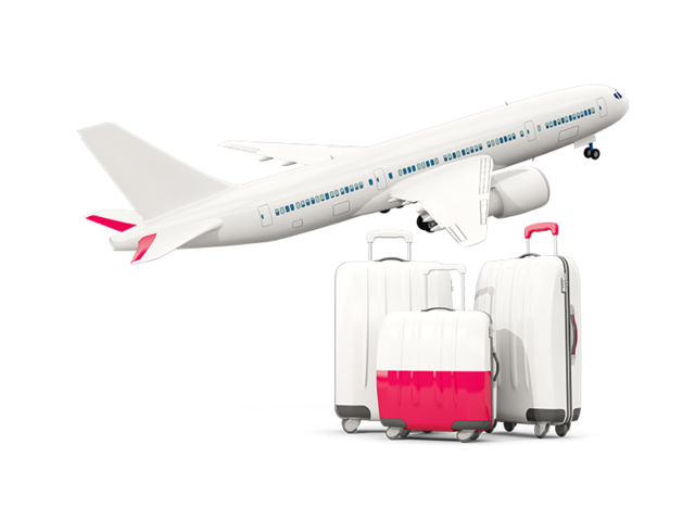 Luggage with airplane. Download flag icon of Poland at PNG format