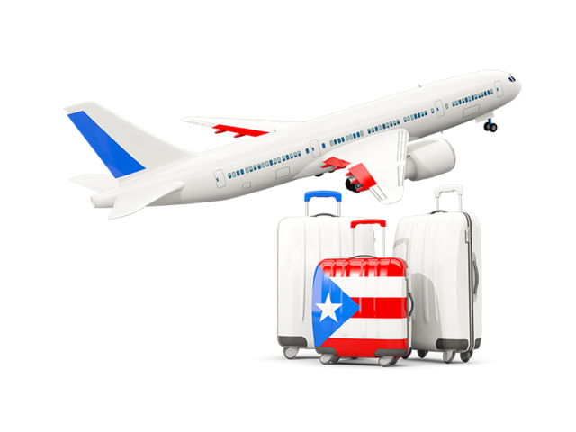 Luggage with airplane. Download flag icon of Puerto Rico at PNG format