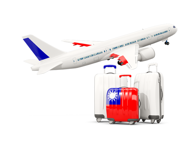 Luggage with airplane. Download flag icon of Taiwan at PNG format