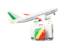 Republic of the Congo. Luggage with airplane. Download icon.
