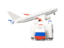 Russia. Luggage with airplane. Download icon.
