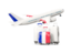 Saint Barthelemy. Luggage with airplane. Download icon.