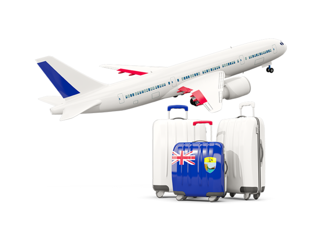 Luggage with airplane. Download flag icon of Saint Helena at PNG format