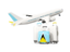 Saint Lucia. Luggage with airplane. Download icon.