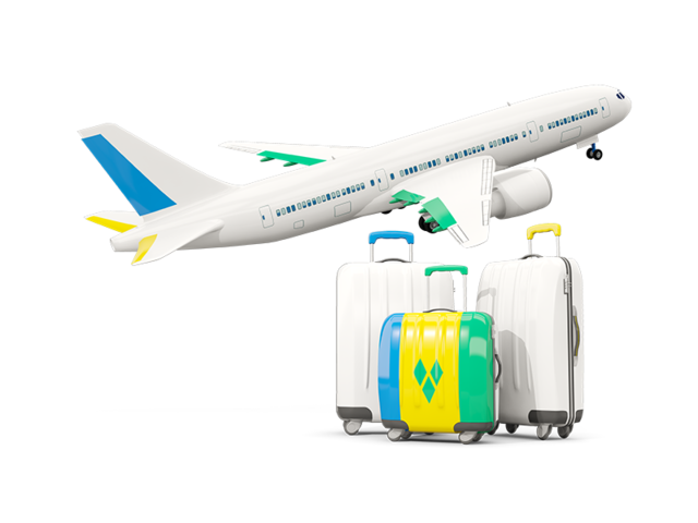 Luggage with airplane. Download flag icon of Saint Vincent and the Grenadines at PNG format