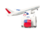 Samoa. Luggage with airplane. Download icon.