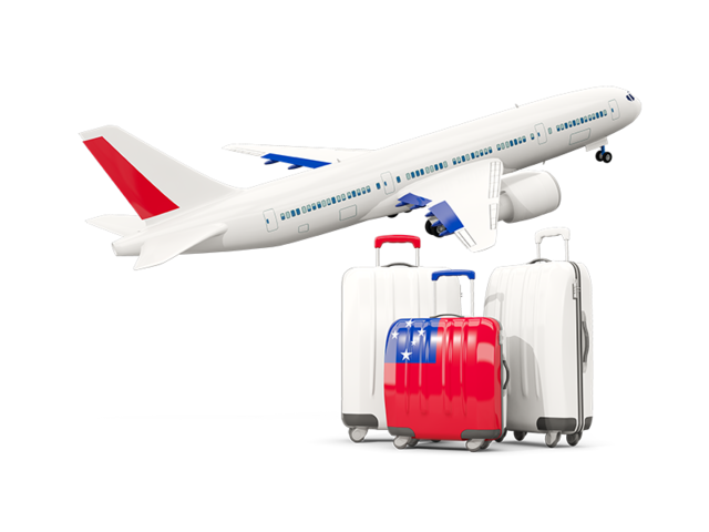 Luggage with airplane. Download flag icon of Samoa at PNG format