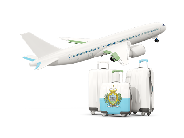 Luggage with airplane. Download flag icon of San Marino at PNG format