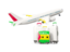 Sao Tome and Principe. Luggage with airplane. Download icon.