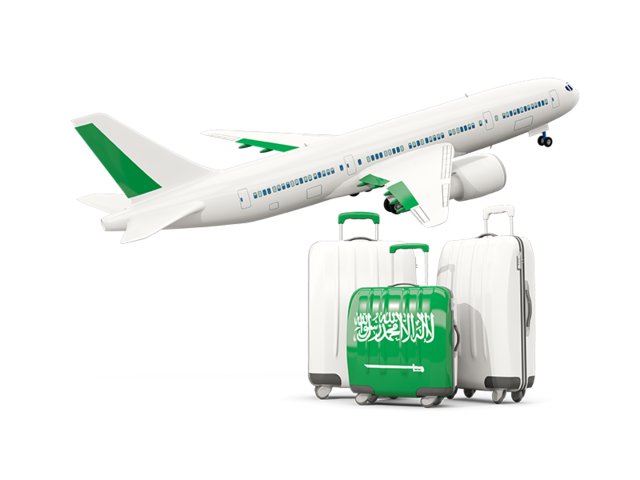 Luggage with airplane. Download flag icon of Saudi Arabia at PNG format