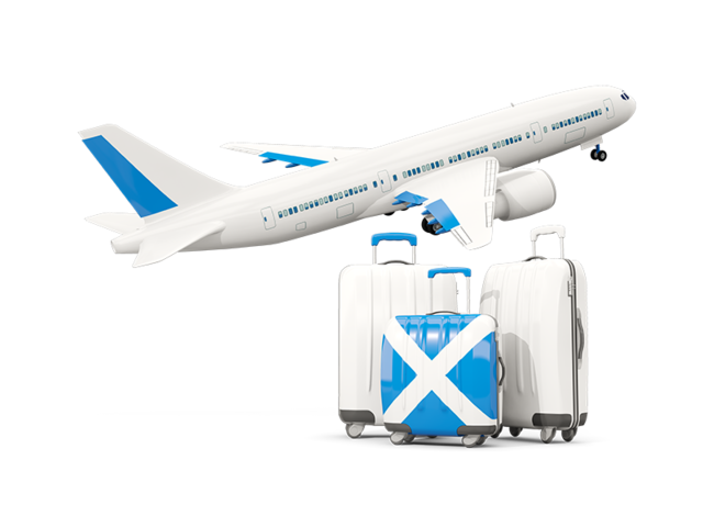 Luggage with airplane. Download flag icon of Scotland at PNG format