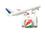 Seychelles. Luggage with airplane. Download icon.