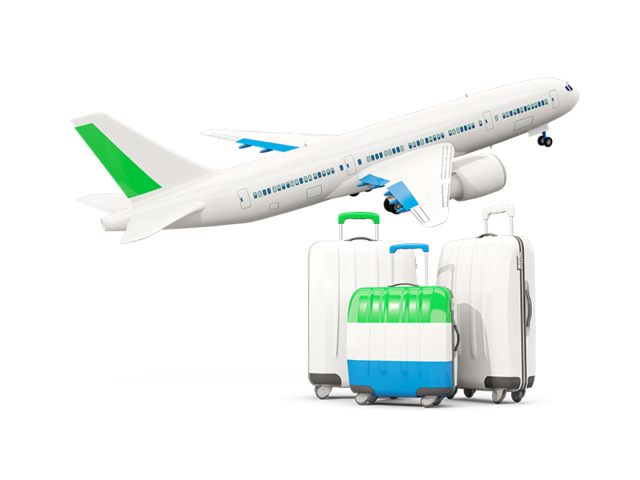 Luggage with airplane. Download flag icon of Sierra Leone at PNG format