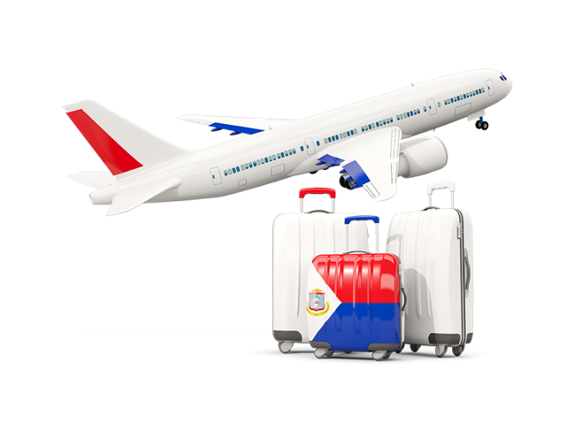 Luggage with airplane. Download flag icon of Sint Maarten at PNG format