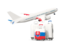 Slovakia. Luggage with airplane. Download icon.