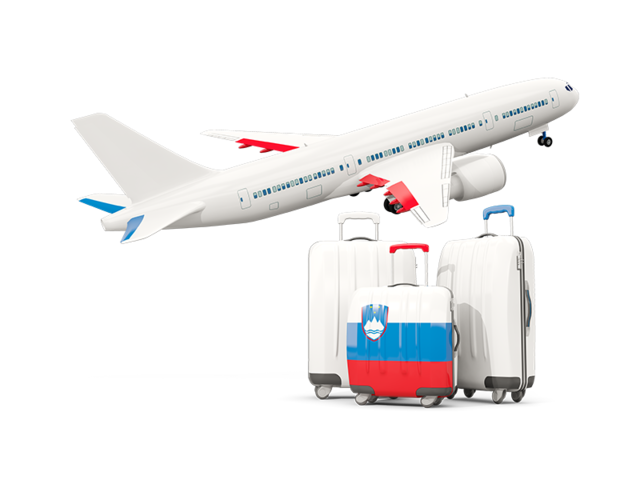 Luggage with airplane. Download flag icon of Slovenia at PNG format