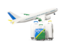 Solomon Islands. Luggage with airplane. Download icon.