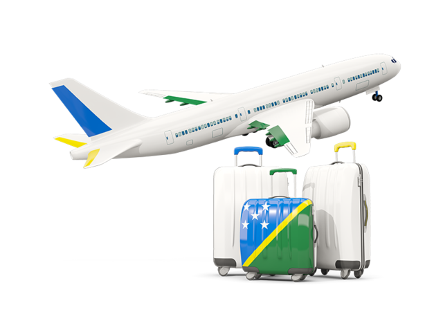 Luggage with airplane. Download flag icon of Solomon Islands at PNG format