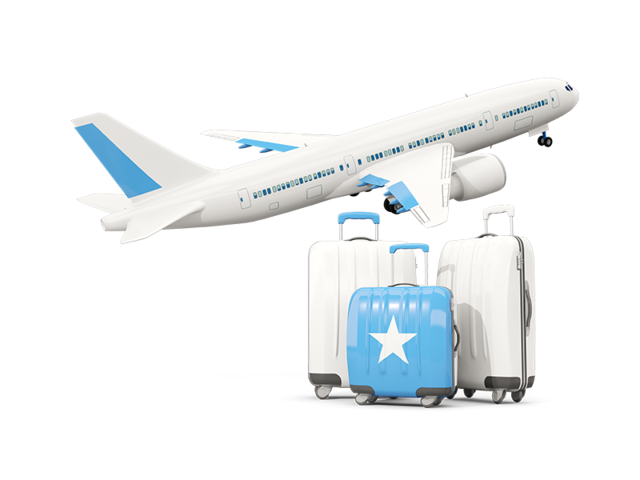 Luggage with airplane. Download flag icon of Somalia at PNG format
