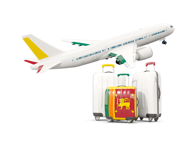 Багаж на фоне самолета. Скачать флаг. Шри-Ланка