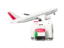 Sudan. Luggage with airplane. Download icon.