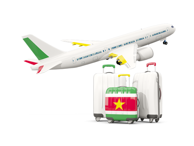 Luggage with airplane. Download flag icon of Suriname at PNG format