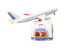 Swaziland. Luggage with airplane. Download icon.