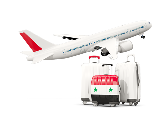 Luggage with airplane. Download flag icon of Syria at PNG format