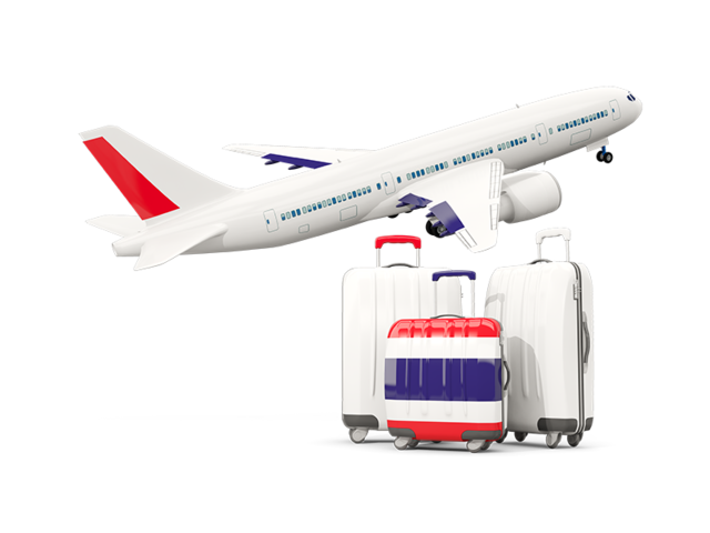 Luggage with airplane. Download flag icon of Thailand at PNG format