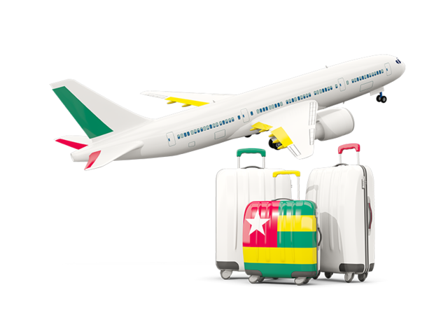 Luggage with airplane. Download flag icon of Togo at PNG format
