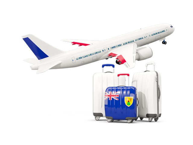Luggage with airplane. Download flag icon of Turks and Caicos Islands at PNG format