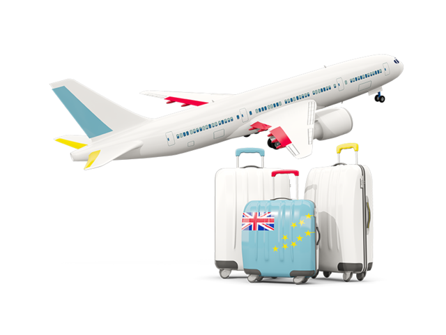 Luggage with airplane. Download flag icon of Tuvalu at PNG format